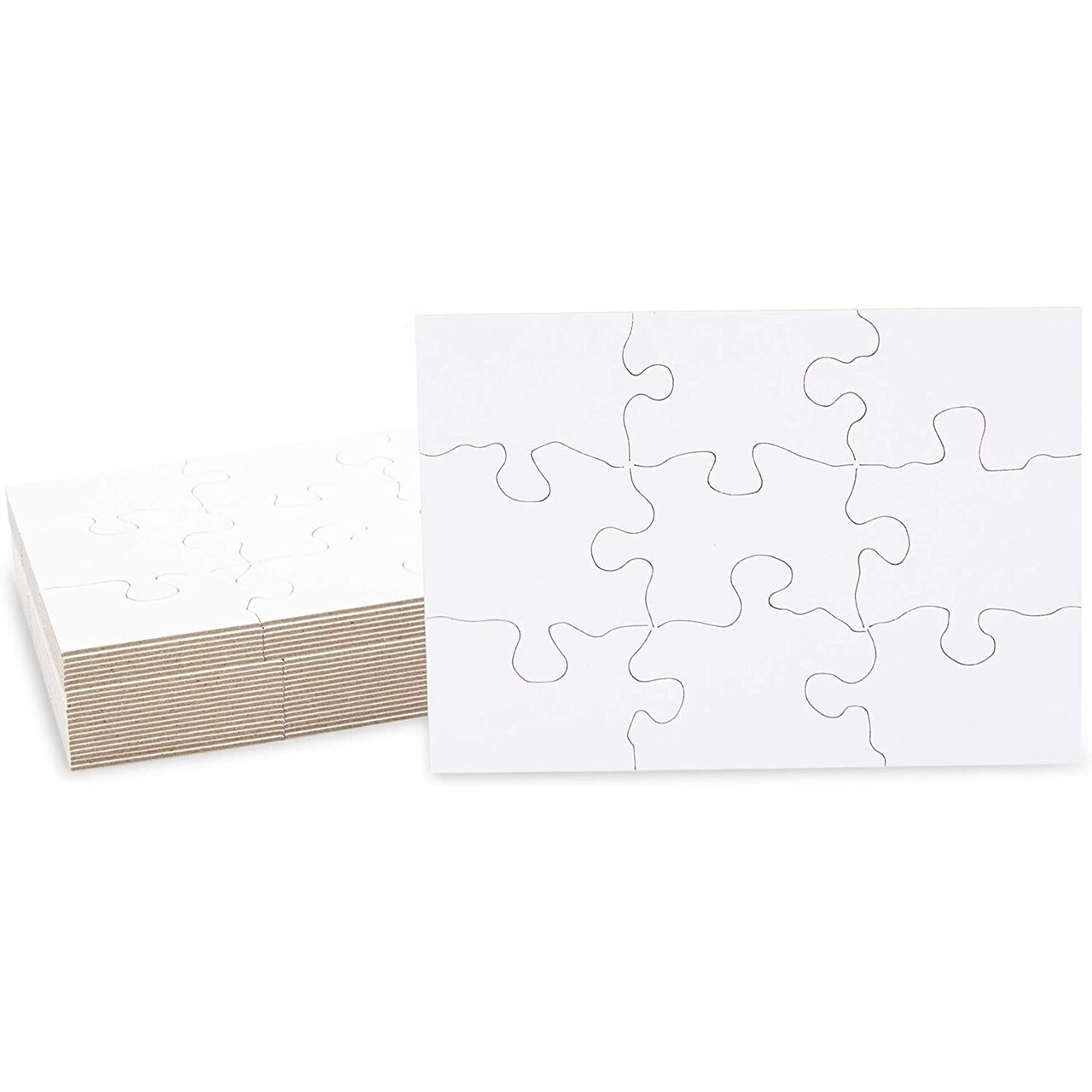 Bright Creations 24 Sheets Blank Puzzles to Draw On Bulk, 5.5 x 4 Inch Jigsaw Puzzle Pieces for DIY, Arts and Crafts Projects for Kids and Teens Ages 3-14